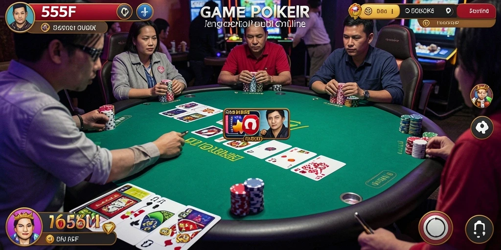Tampilan gameplay Poker yang menarik dan interaktif di 555F.