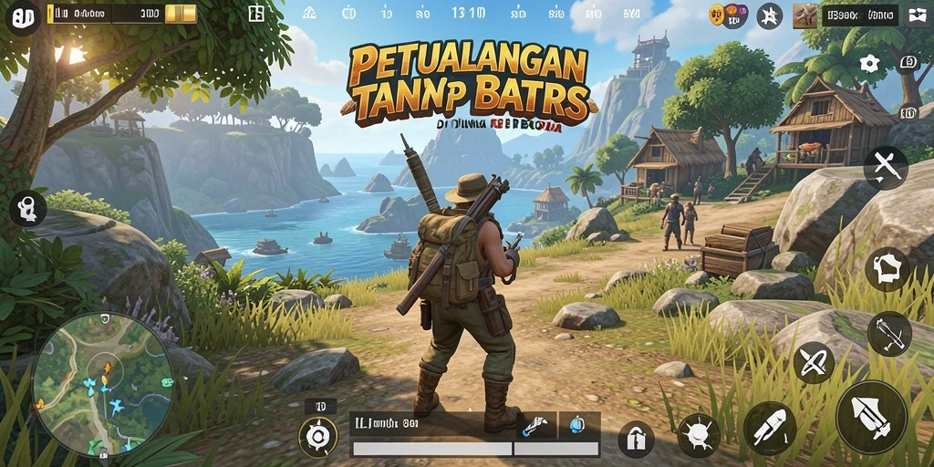 Screenshot gameplay 8ID yang menunjukkan dunia terbuka yang luas dan indah.