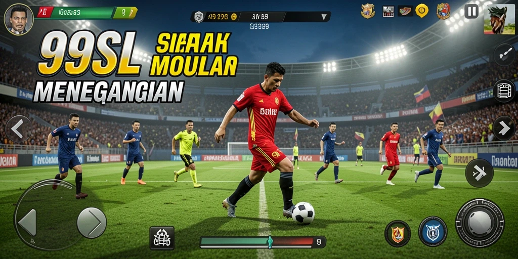 Tangkapan layar 99SL menampilkan aksi sepak bola yang menawan.