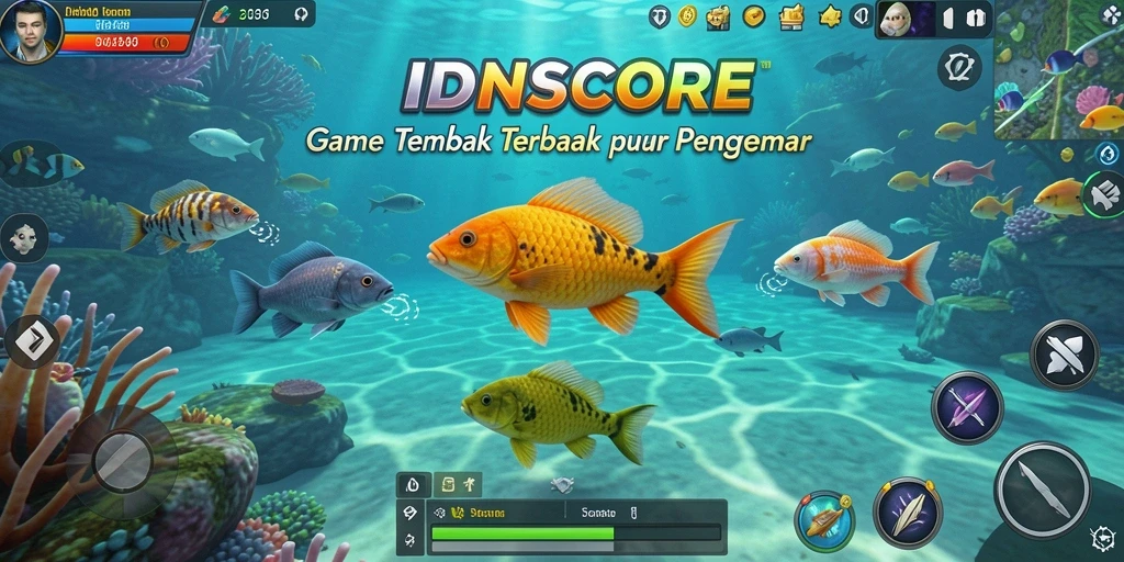 Tampilan gameplay seru menembak ikan di IDNSCORE.