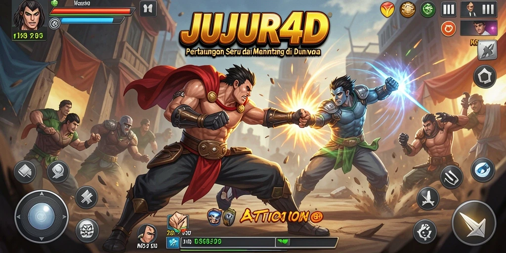 Screenshot JUJUR4D menampilkan aksi pertarungan yang mendebarkan.