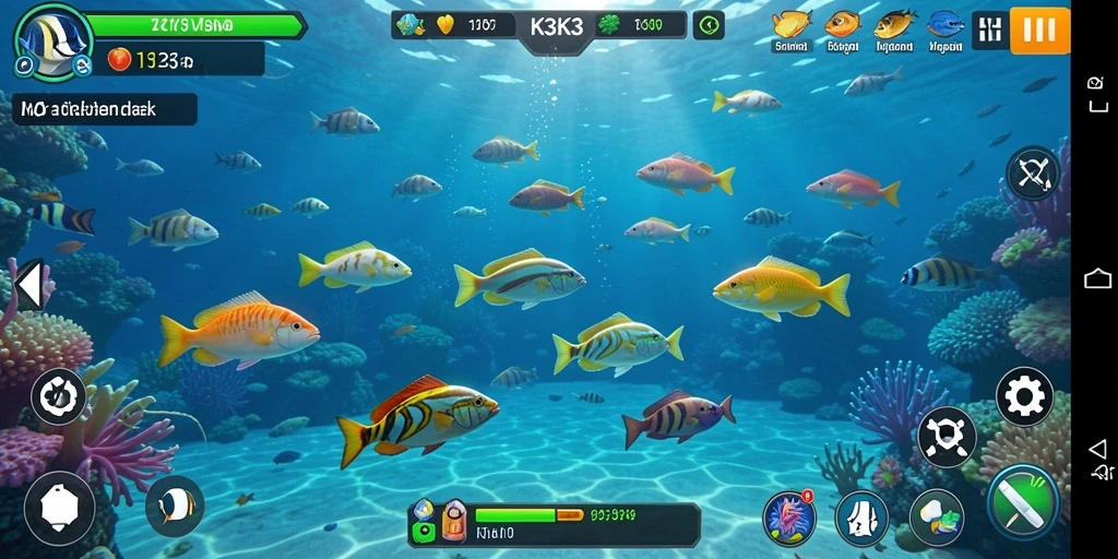 Screenshot K3K3 menampilkan aksi menembak ikan yang mendebarkan.