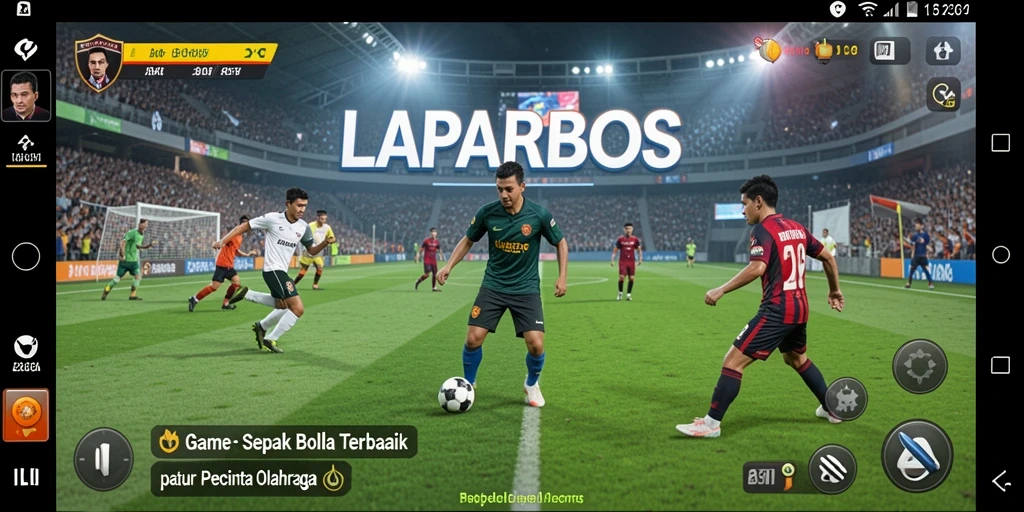 Tampilan gameplay LAPARBOS saat pertandingan sepak bola yang intens.