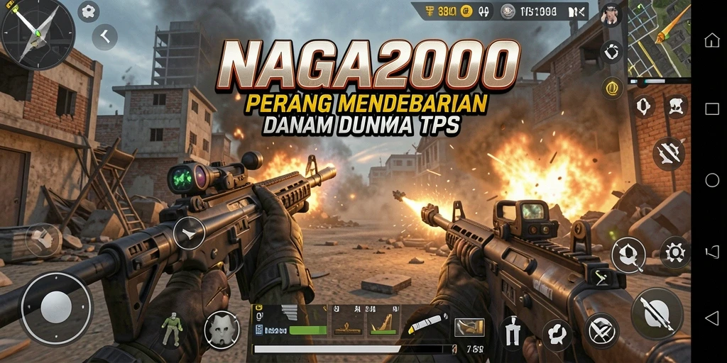 Screenshot menampilkan aksi pertempuran seru dalam NAGA2000.