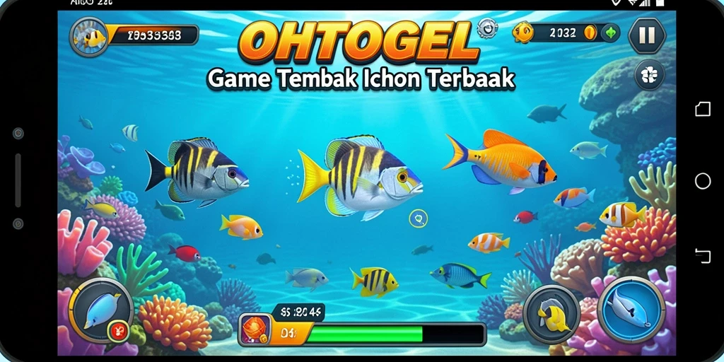 Tangkapan layar gameplay seru OHTOGEL saat membidik ikan.