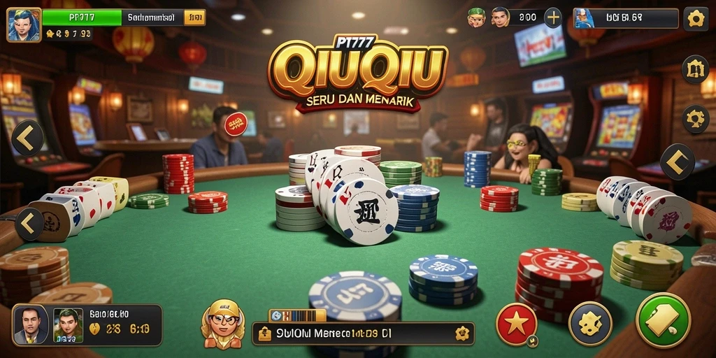 Screenshot utama PT777 menampilkan serunya gameplay QiuQiu.