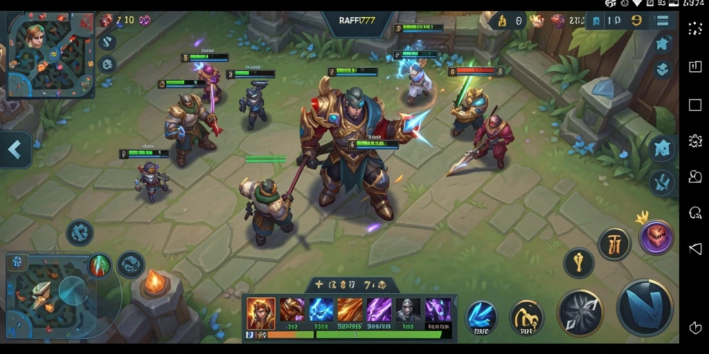 Gameplay seru RAFFI777 dengan karakter unik dan strategi tim.