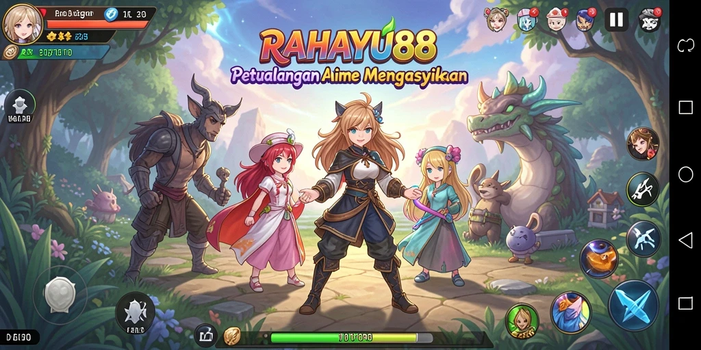 Tampilan gameplay <strong>RAHAYU88</strong> yang menarik dengan karakter anime yang dinamis.