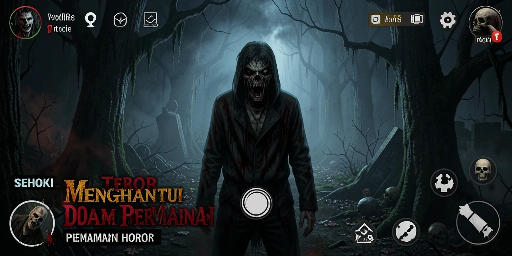 Gameplay horor yang mencekam di SEHOKI dengan suasana menakutkan.