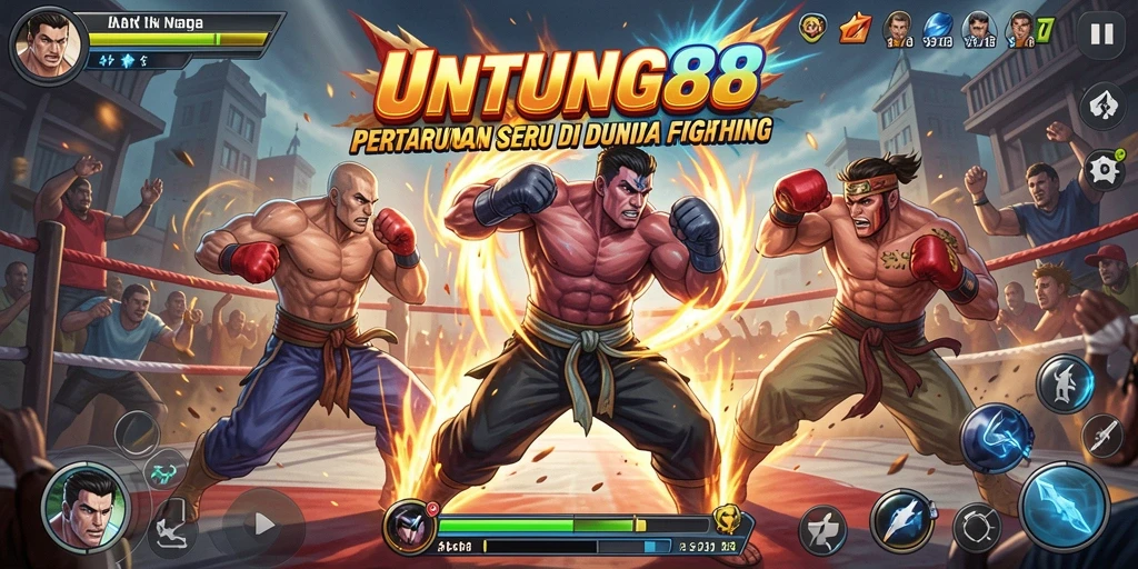 Tampilan seru dari pertarungan di UNTUNG88 dengan karakter beragam.