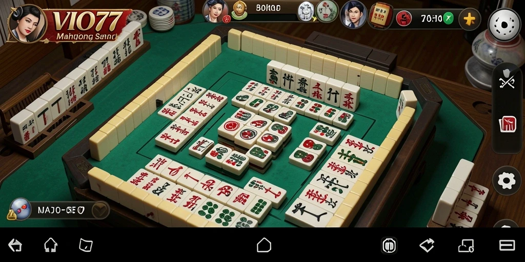 Gameplay <strong>VIO77</strong> yang menampilkan tantangan permainan Mahjong.