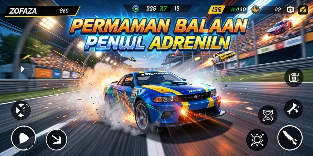 Gameplay Racing ZOFAZA dengan berbagai kendaraan dan trek menantang.